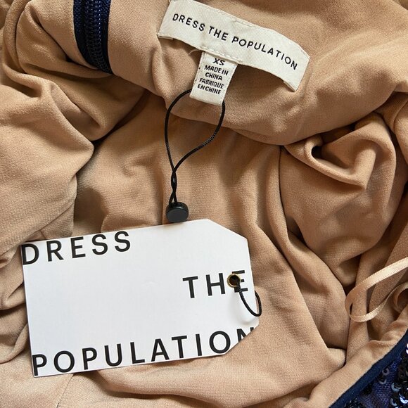 **Dress The Population** Emery Sequin Bodycon Midi Cocktail Dress XS NWT - Picture 5 of 7